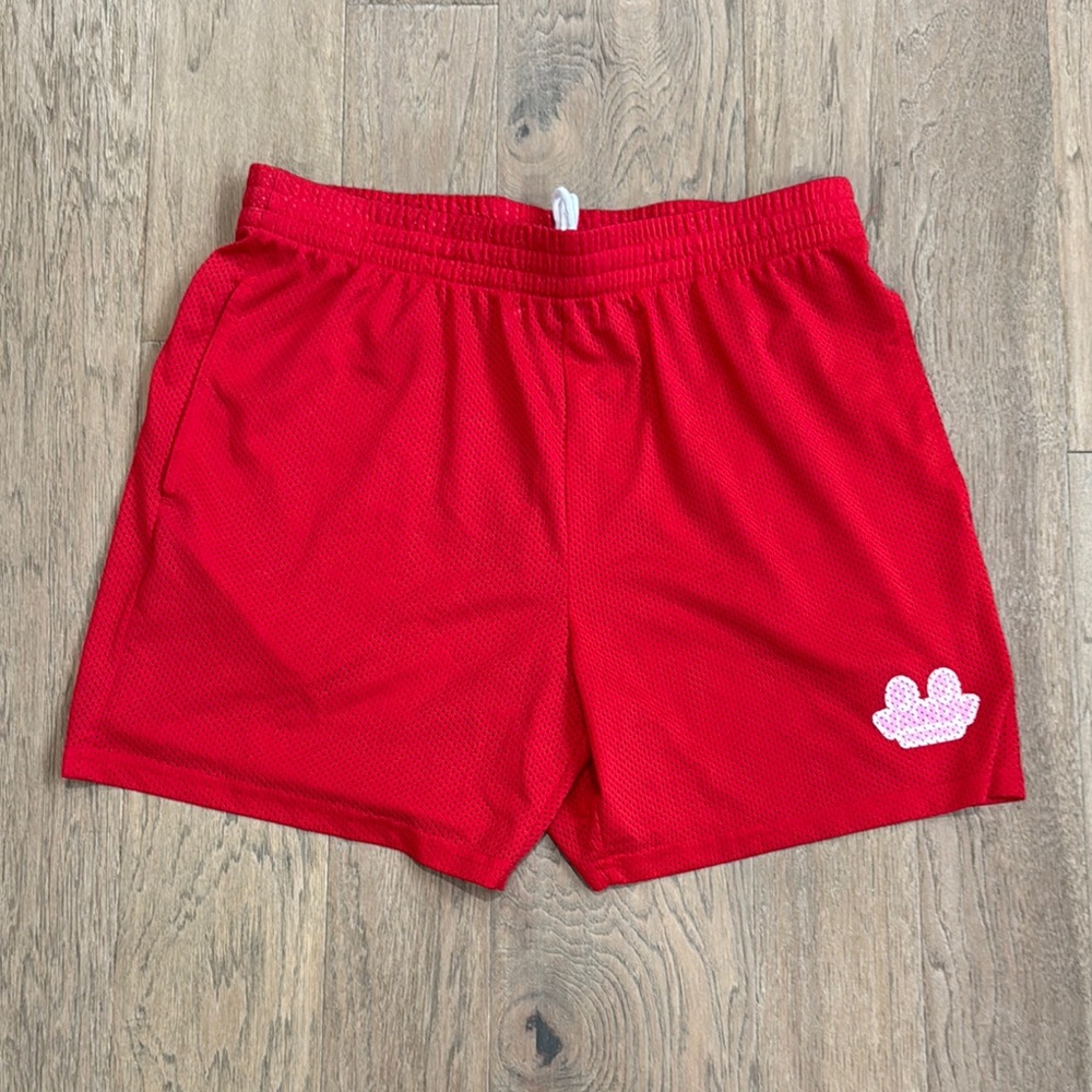 Vandy The Pink Vibrant Red Athletic Shorts with Elastic Waistband Size Medium